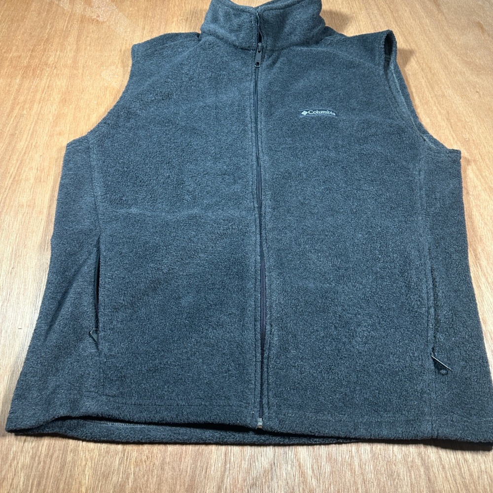 Columbia Fleece Vest Men Large Gray Full Zip Steens Mountain Softshell AM1535